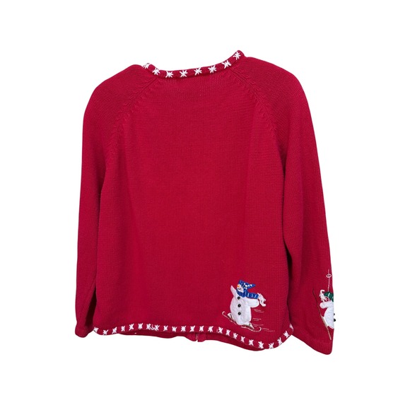 Tiara International Christmas Collection 2004 Red Snowman Sweater Cardigan M - Picture 7 of 8